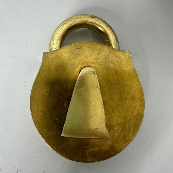 Other - Vintage YM Brass Padlock Trinket Box Hinged Lid Secret Stash Box 3-45 Gold Tone